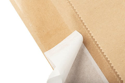 Paper bag with adhesive strip Paper bag