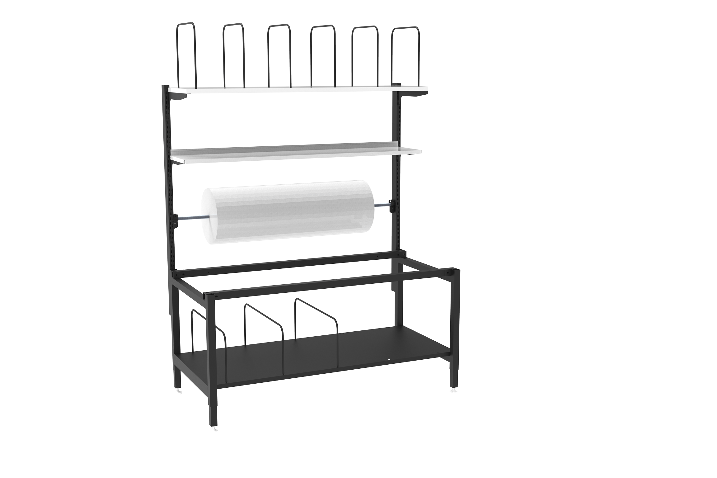 Packaging table with built-in cardboard holder