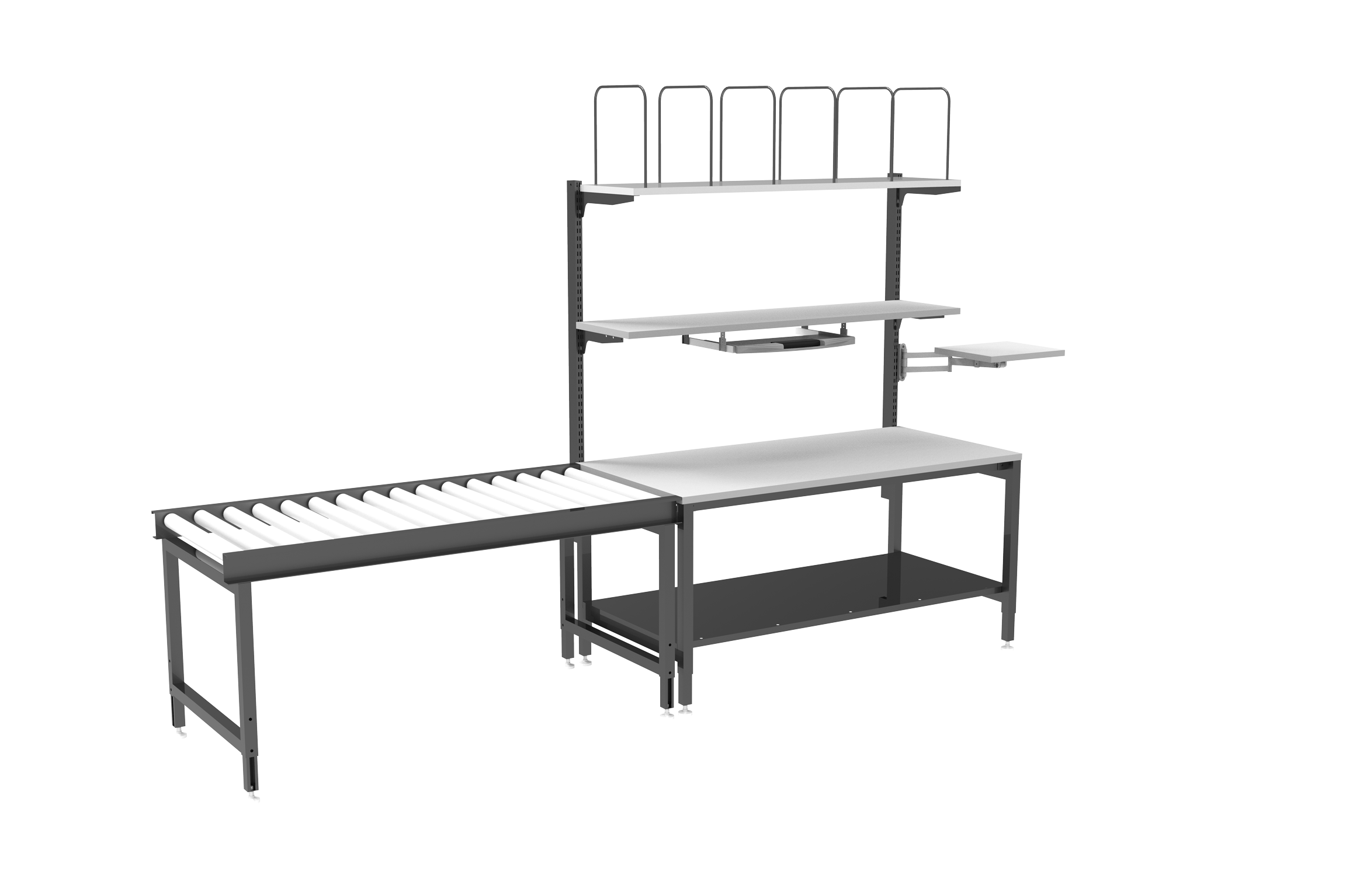 Packaging table with conveyor