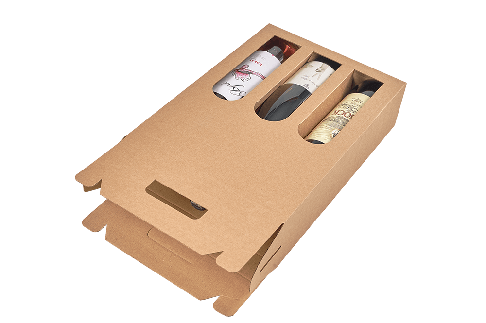 Wine Bottle Gift Box Brown for 3 bottles