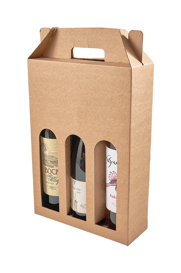 Wine Bottle Gift Box Brown for 3 bottles