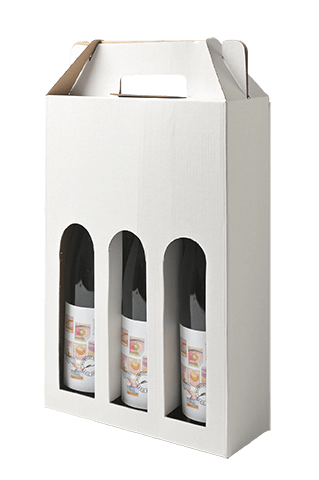 Wine Bottle Gift Box White for 3 bottles  78x240x340mm